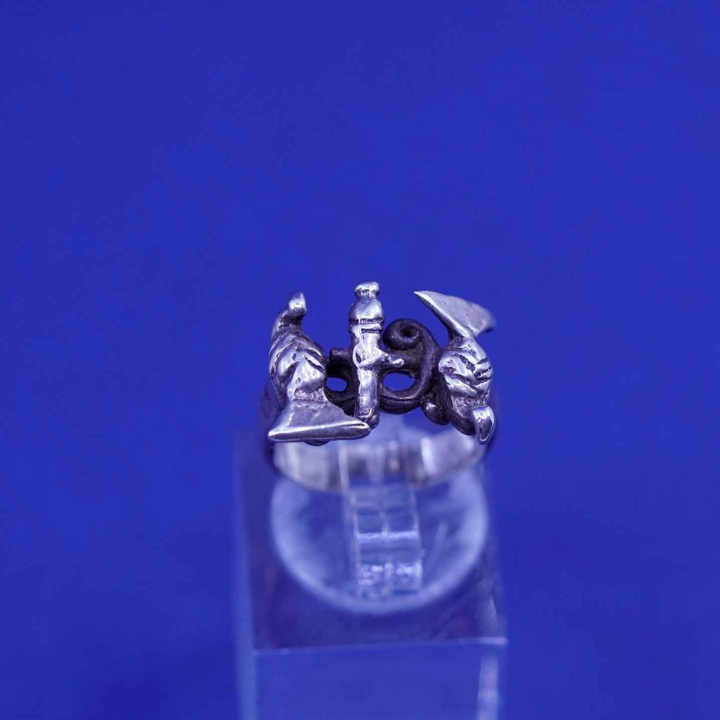 Size 4.5, vintage Native American sterling silver handmade ring, 925 bird band
