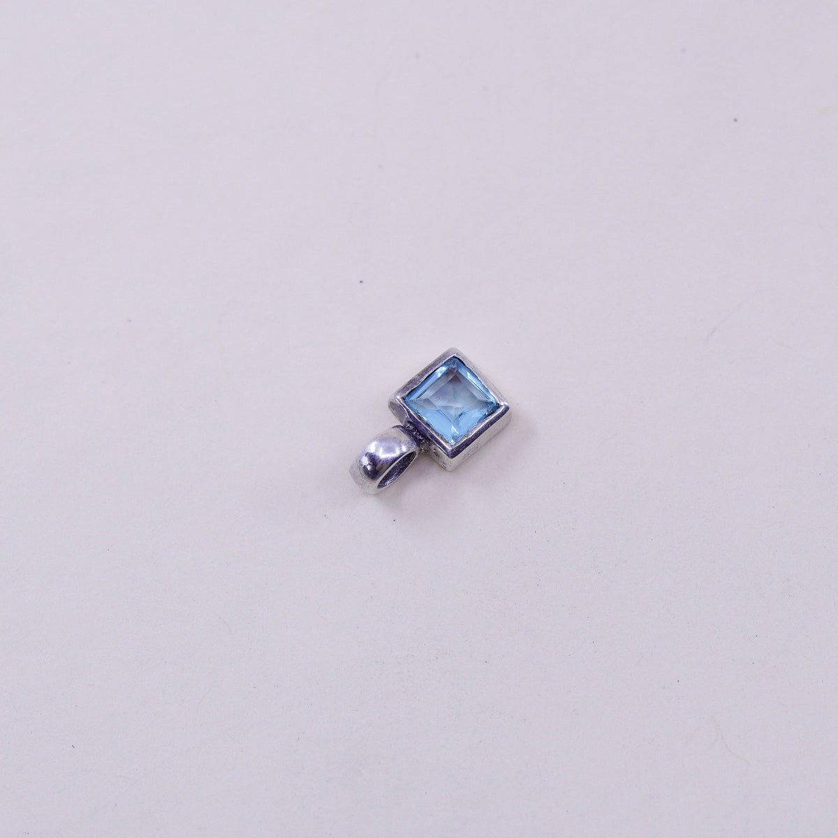 Vintage Sterling 925 silver pendant with square smoky topaz