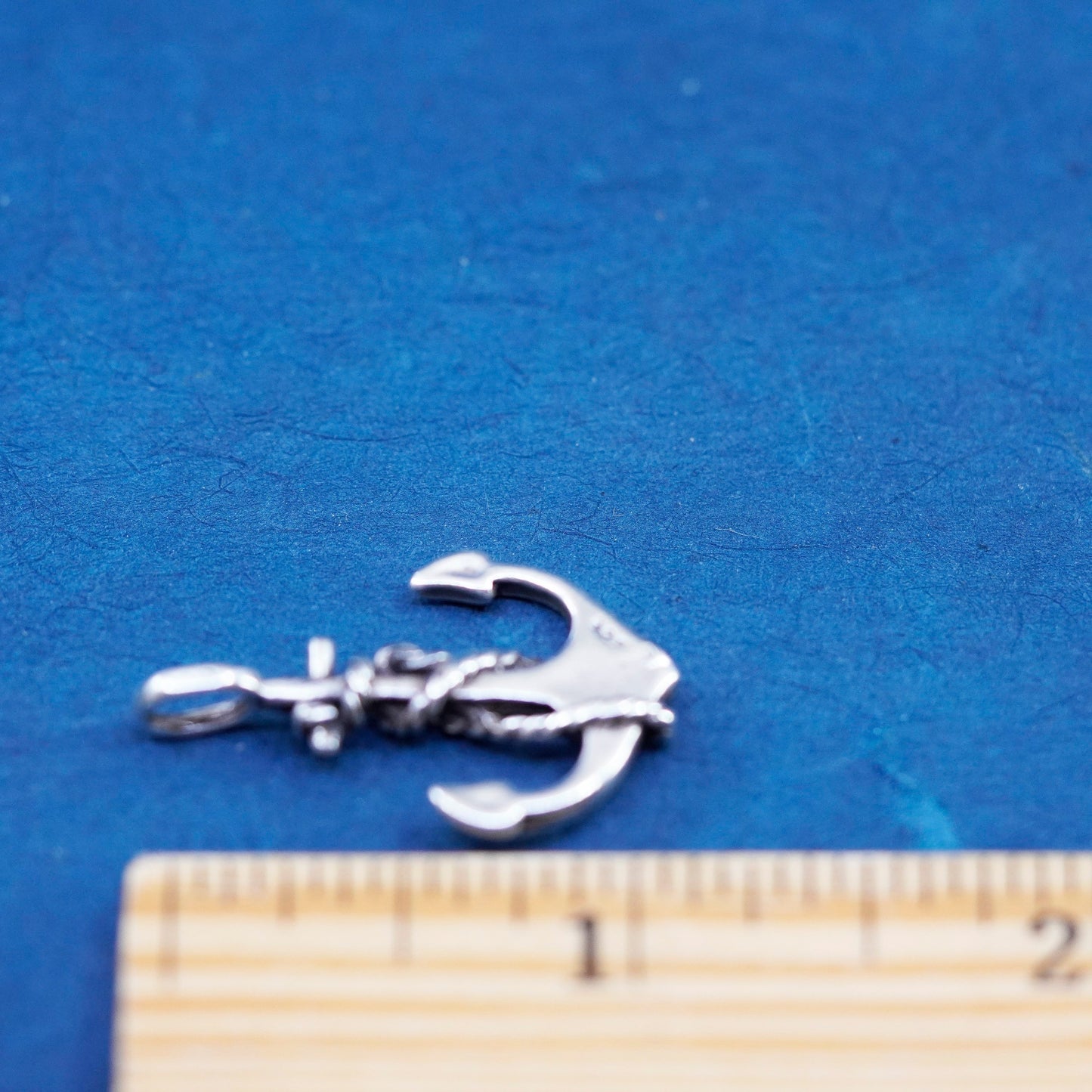vintage Sterling silver handmade pendant, 925 ship anchor with cable around