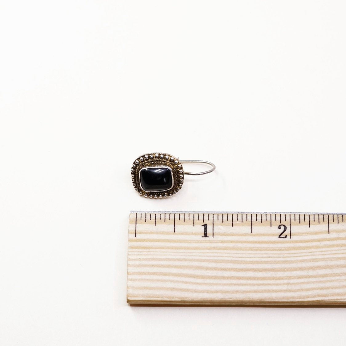 VTG gold over Sterling silver handmade earrings, 925 drops w/ obsidian n beads