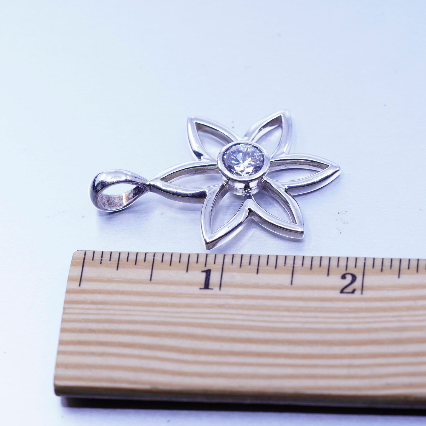 vintage silpada handmade sterling silver pendant, S1195 925 Star/flower Cz