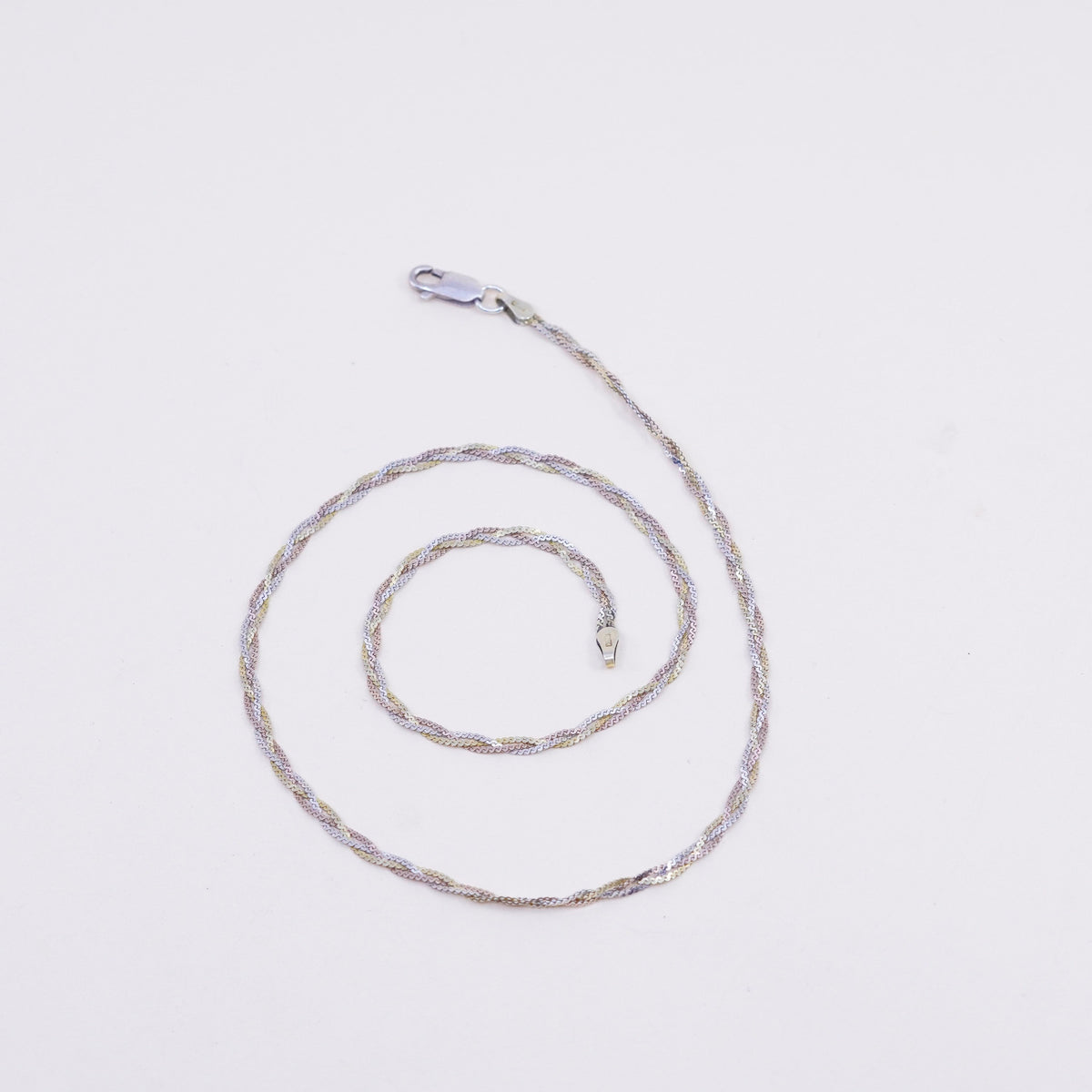 16”, vermeil gold over sterling silver necklace, 925 woven braided s link chain