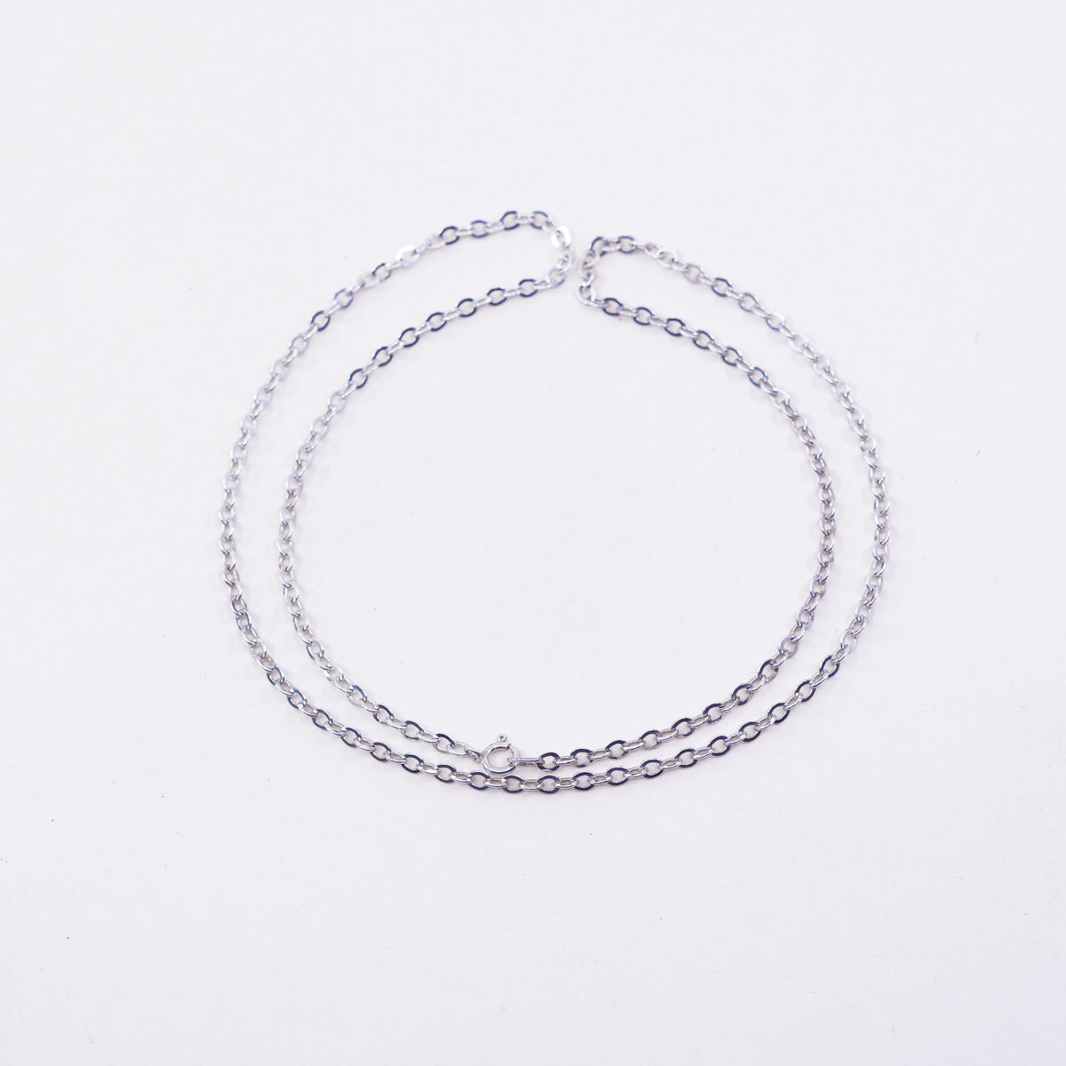 20”, 3mm, Vintage sterling silver flatten circle chain, Italy 925 necklace