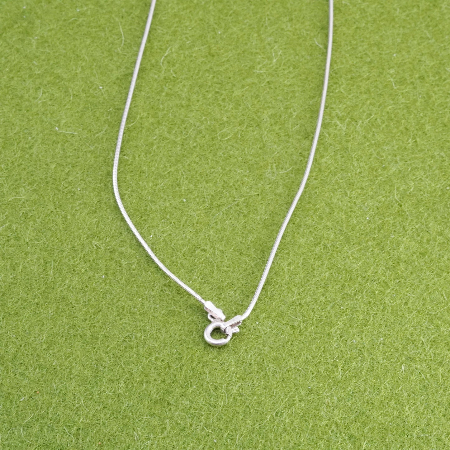 20”, sterling 925 silver necklace, snake chain w/ marcasite triangular pendant