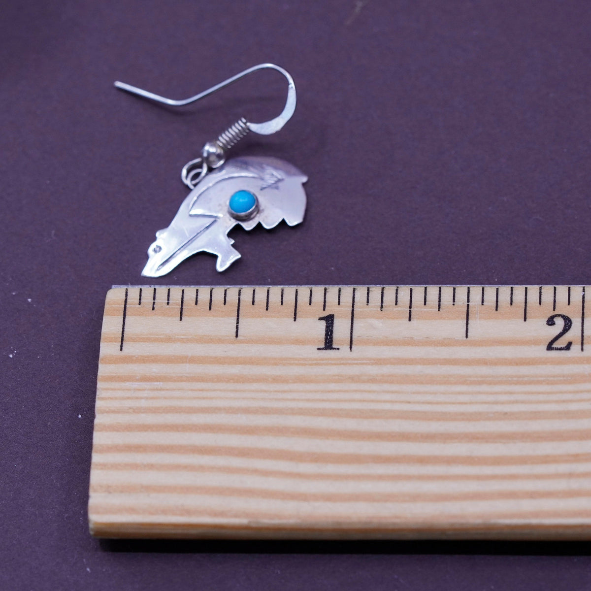 Native American Southwestern 925 Sterling silver bear earrings with turquoise