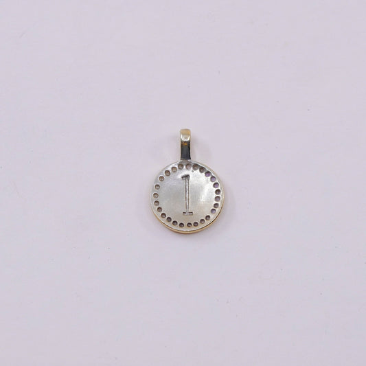 Vintage vermeil gold over sterling silver charm, 925 number “1” pendant