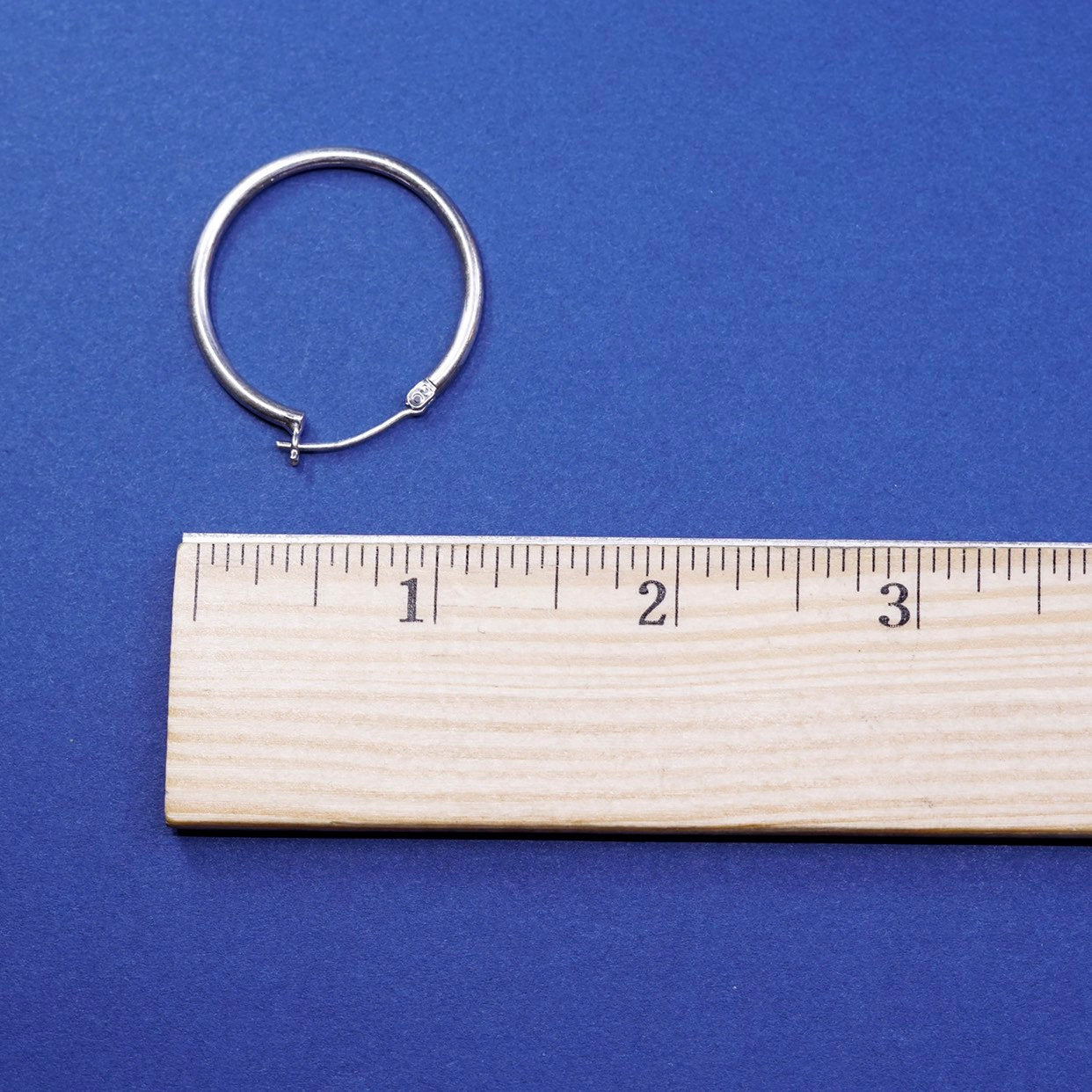 1.25", vtg Sterling silver handmade hoop earrings,925 huggie, stamped sterling