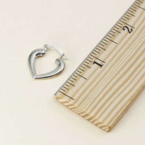 0.5” sterling silver 925 Heart Huggie earrings Hoops, stamped 925 Thailand