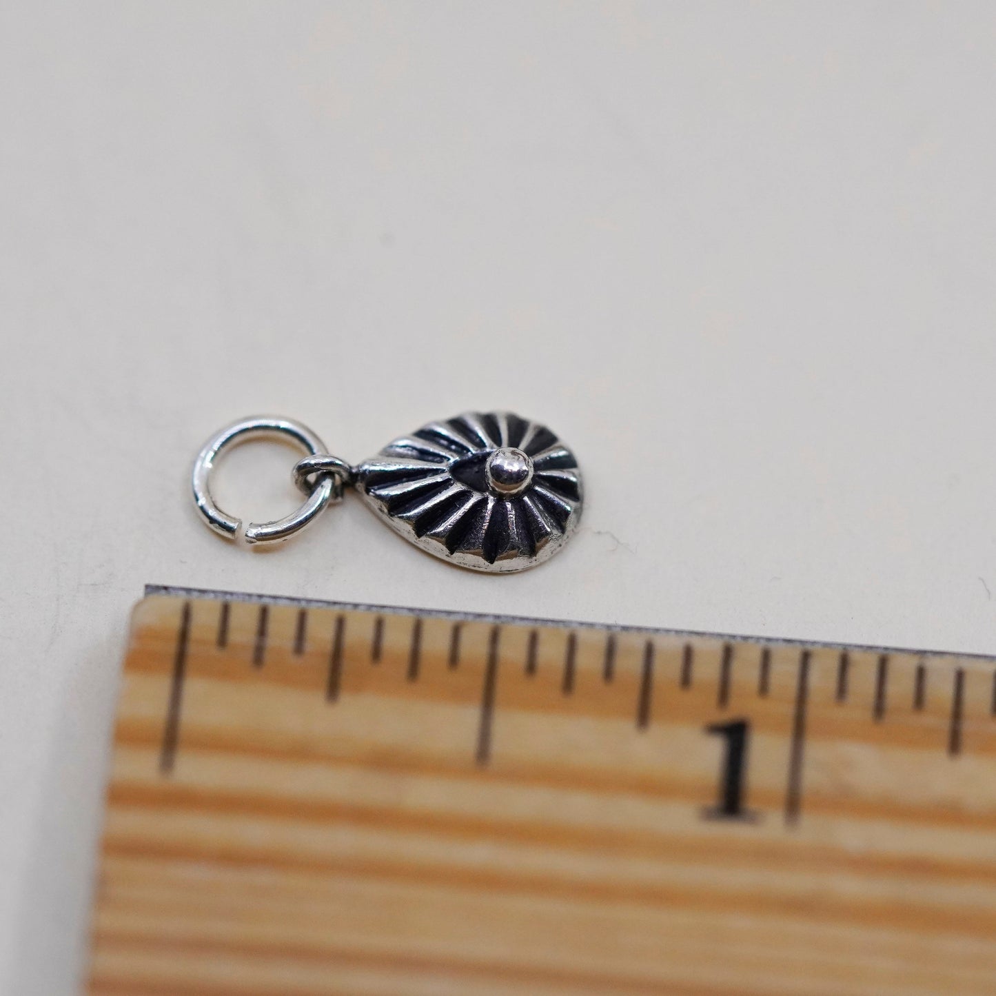 Vintage Sterling silver handmade charm, Mexico 925 teardrop pendant