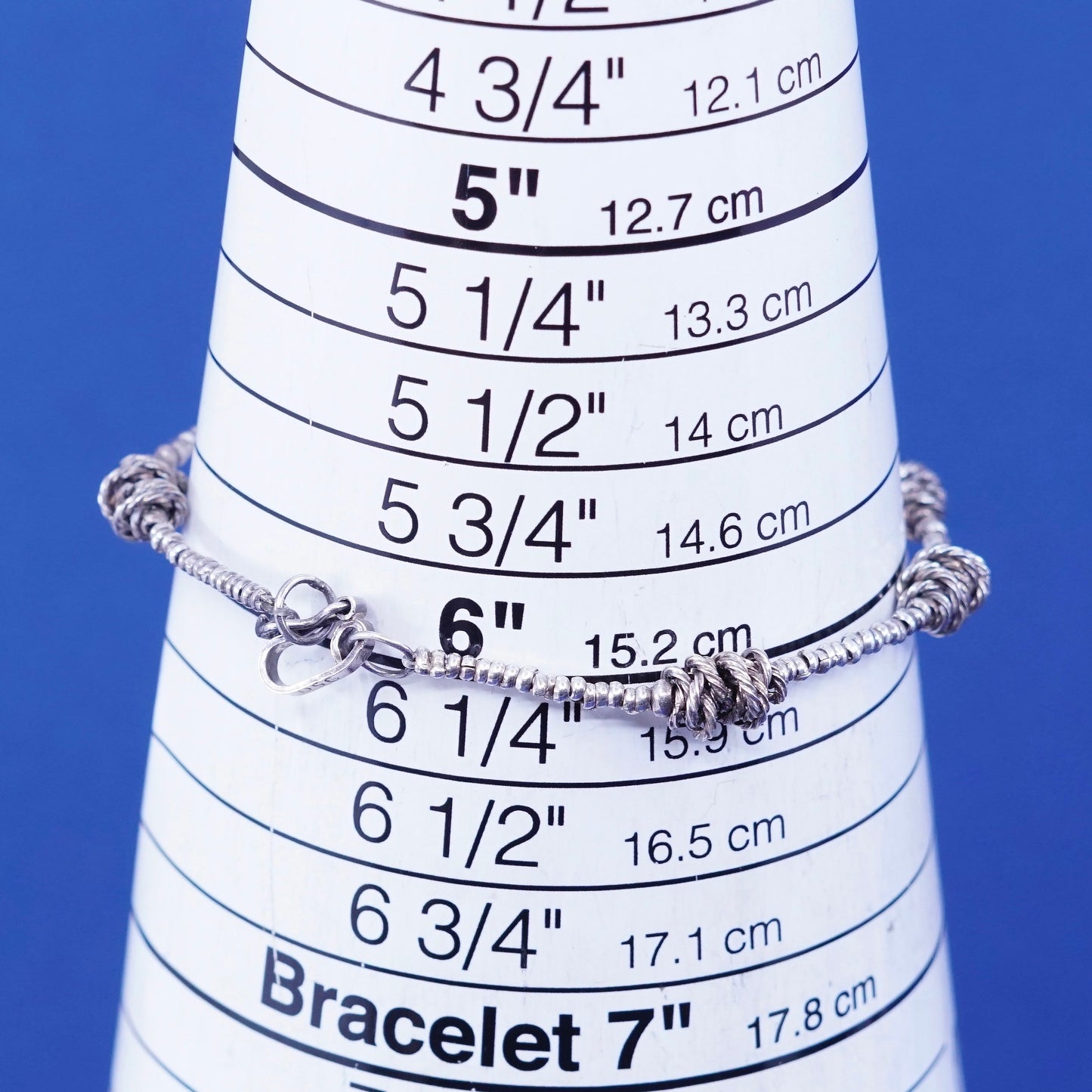 6”, vintage sterling 925 silver handmade beads and wired bead bracelet