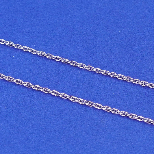 16+2”, 1mm, vintage Sterling silver handmade necklace, 925 rope chain