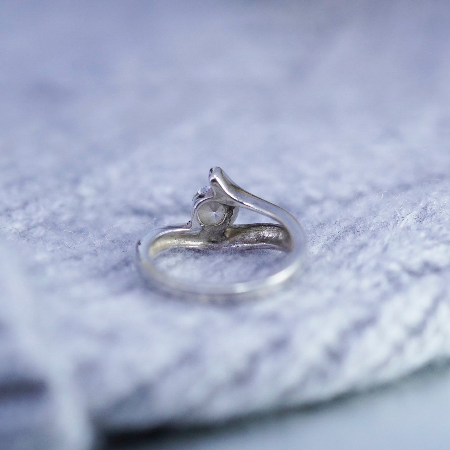 Size 7.25, vintage Sterling 925 silver handmade engagement ring with Cz