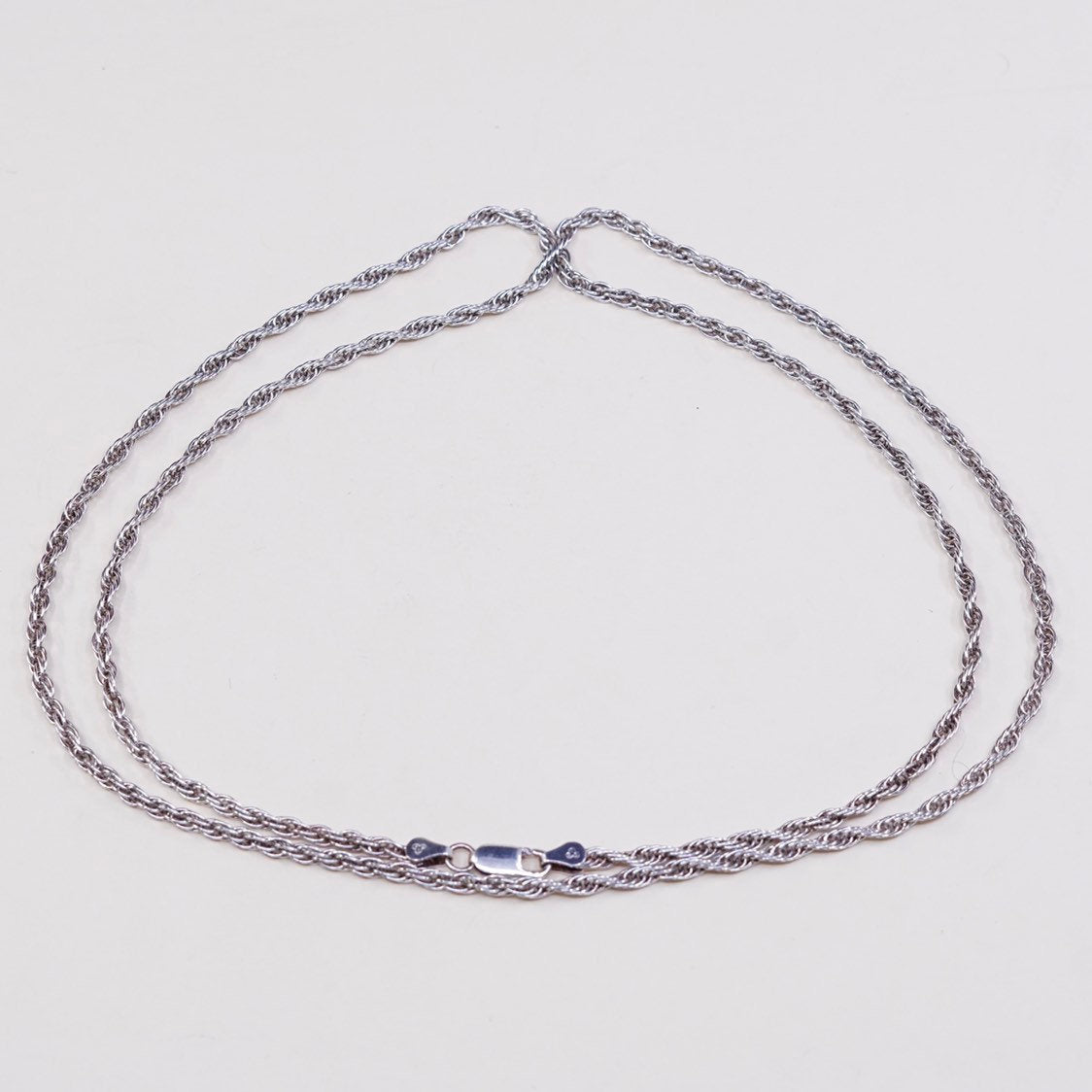 30", vtg sterling silver Italy 925 silver French rope chain necklace