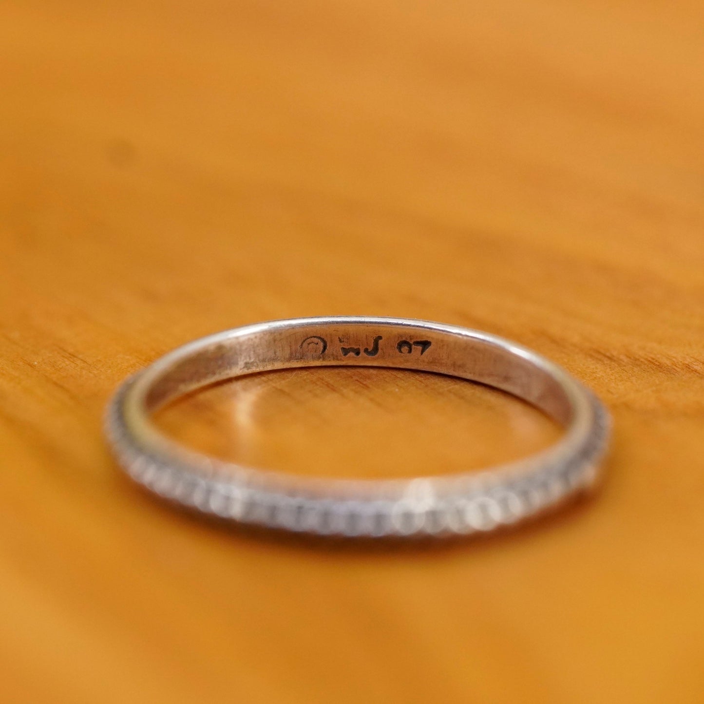 Size 8, vtg Sterling silver stackable handmade ring, 925 stackable band beads