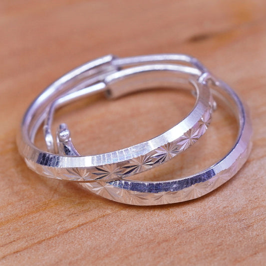 0.75”, 2.3g, 14K gold minimal simple hoops huggie, textured white gold earrings