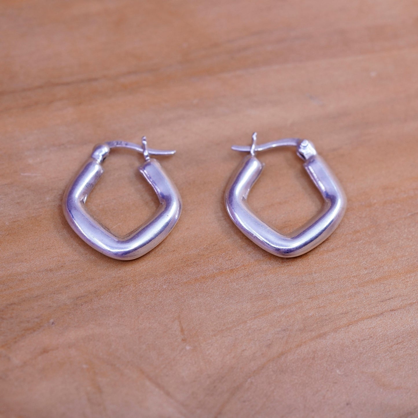 0.75”, Vintage Sterling silver handmade earrings, 925 hoops, huggie