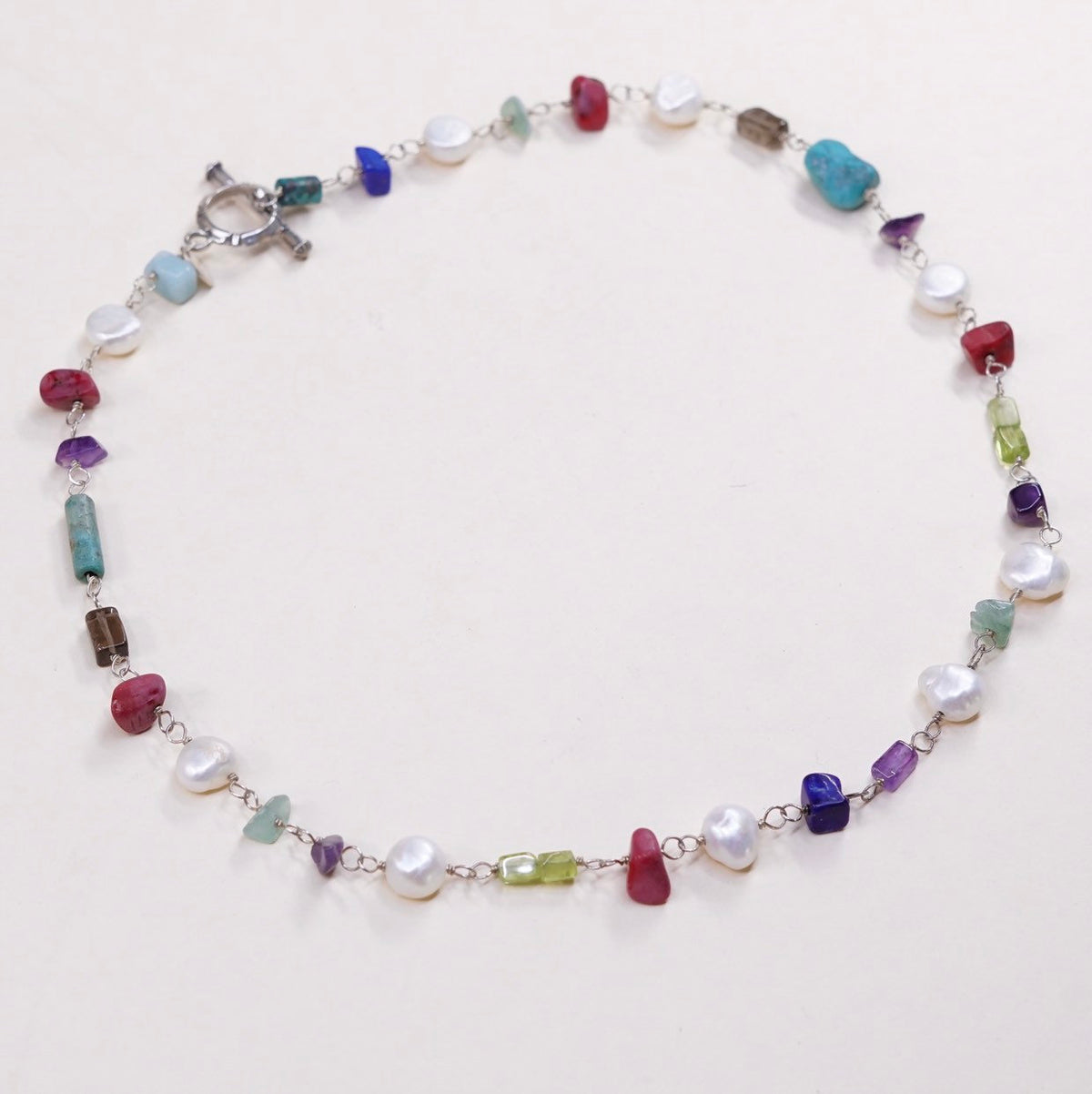 16”, RETIRED Silpada Sterling 925 Silver Peridot Lapis Coral Jade & Turquoise