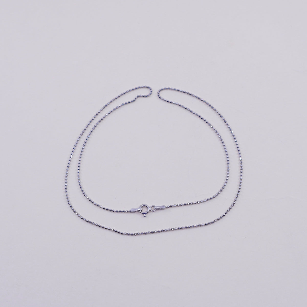 18”, 1mm, Vintage sterling silver beads chain, 925 necklace