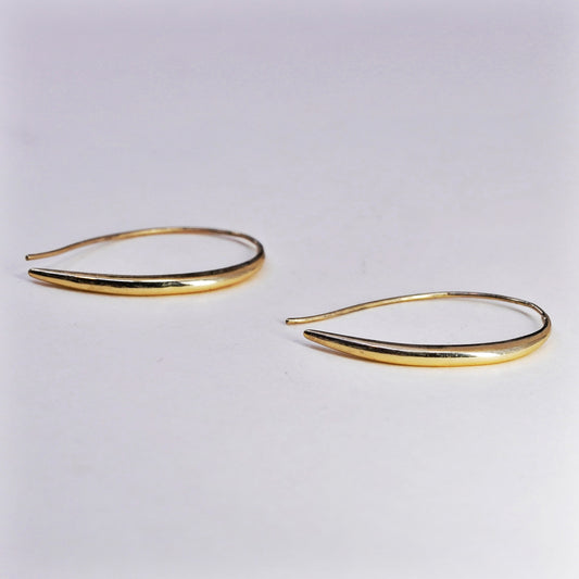 1.5”, Vintage vermeil gold over sterling silver loop earrings, minimalist