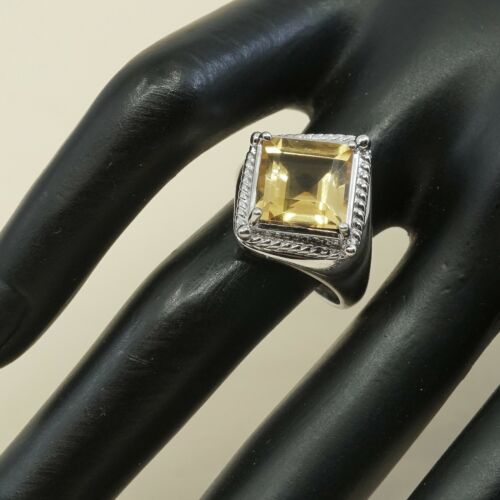 Sz 7.25, Sterling Silver handmade Ring, 925 Silver W/ citrine N Cable Around