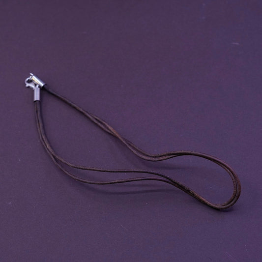 15”, silpada handmade necklace, brown leather thread choker w/ sterling silver
