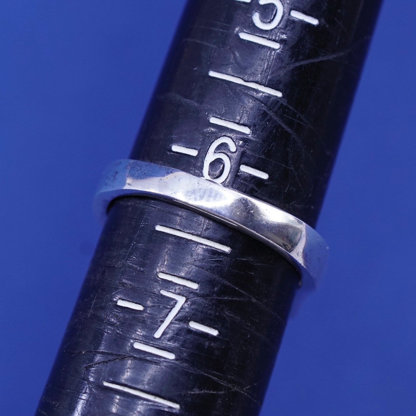 SZ 6.25, vintage Sterling silver handmade ribbed ring, 925 statement ring