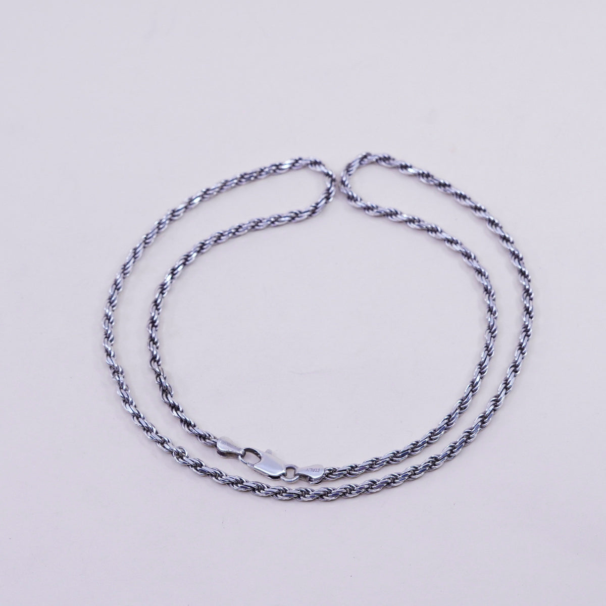 22”, 4mm, vintage Sterling silver necklace, 925 diamond rope chain