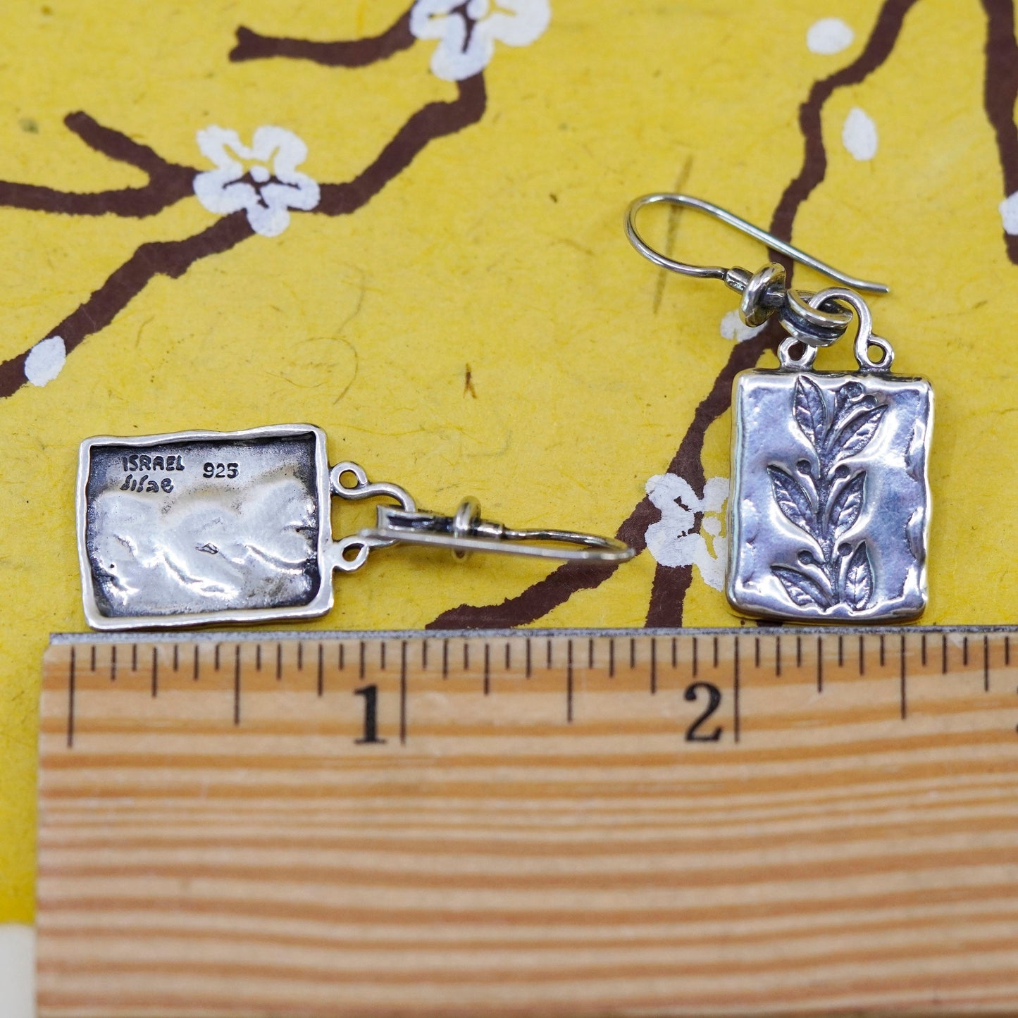 Vintage Israel didae shablool Sterling 925 silver handmade earrings with leaves