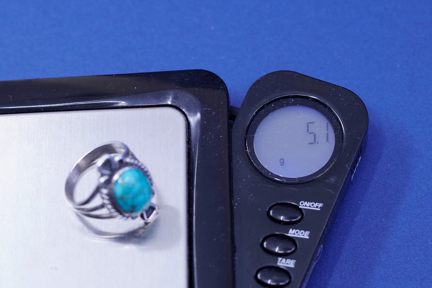 sz 6.75, Native American, southwestern Sterling silver ring w/ turquoise