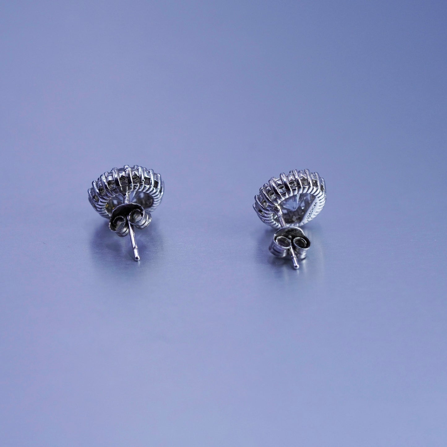 Vintage Sterling 925 silver earrings, studs with cz inlay
