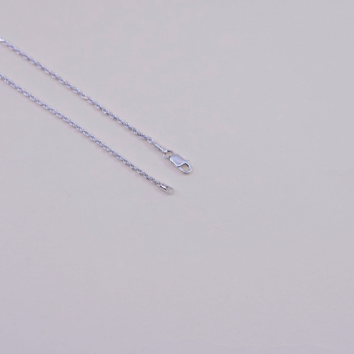 24”, 1.6mm, vintage Sterling silver necklace, 925 diamond rope chain
