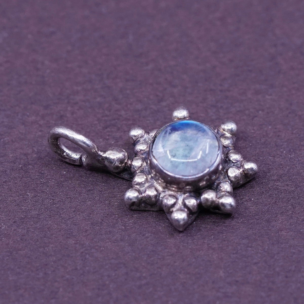 Vintage Sterling 925 Silver Handmade Pendant with moonstone and beads