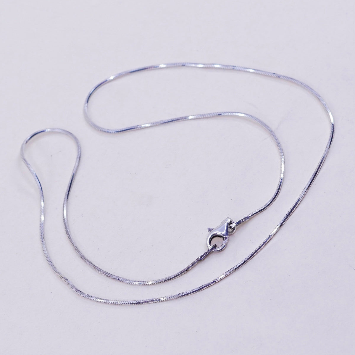 16”, 1mm, Vintage sterling silver square snake chain, Italy 925 necklace
