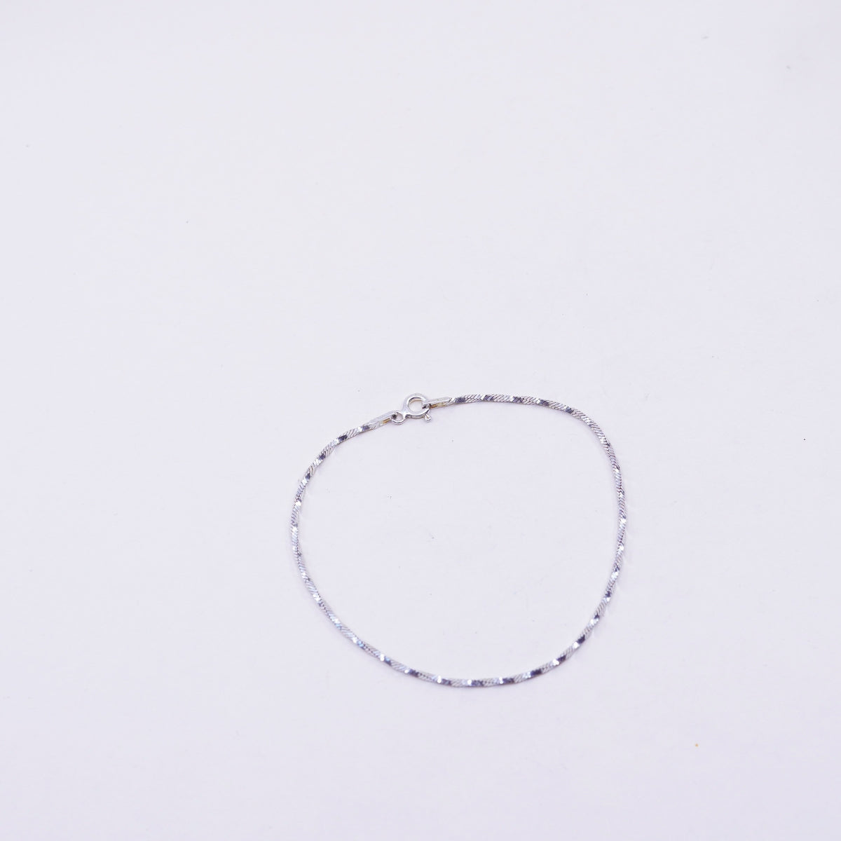 7.25”, 1mm, Vintage sterling silver twisted snake bracelet, 925 chain