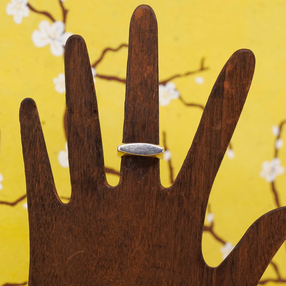 Size 6.25, vintage Sterling silver handmade square ring, 925 square ribbed band
