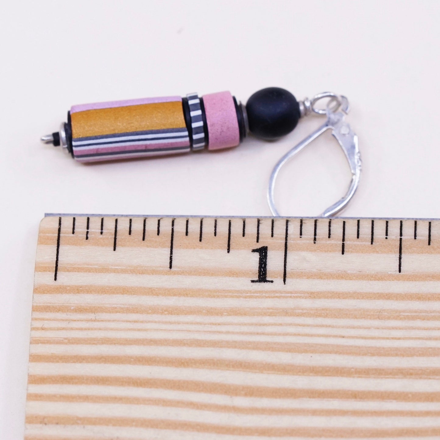 Vintage Sterling silver handmade earrings, 925 hooks with pink tube