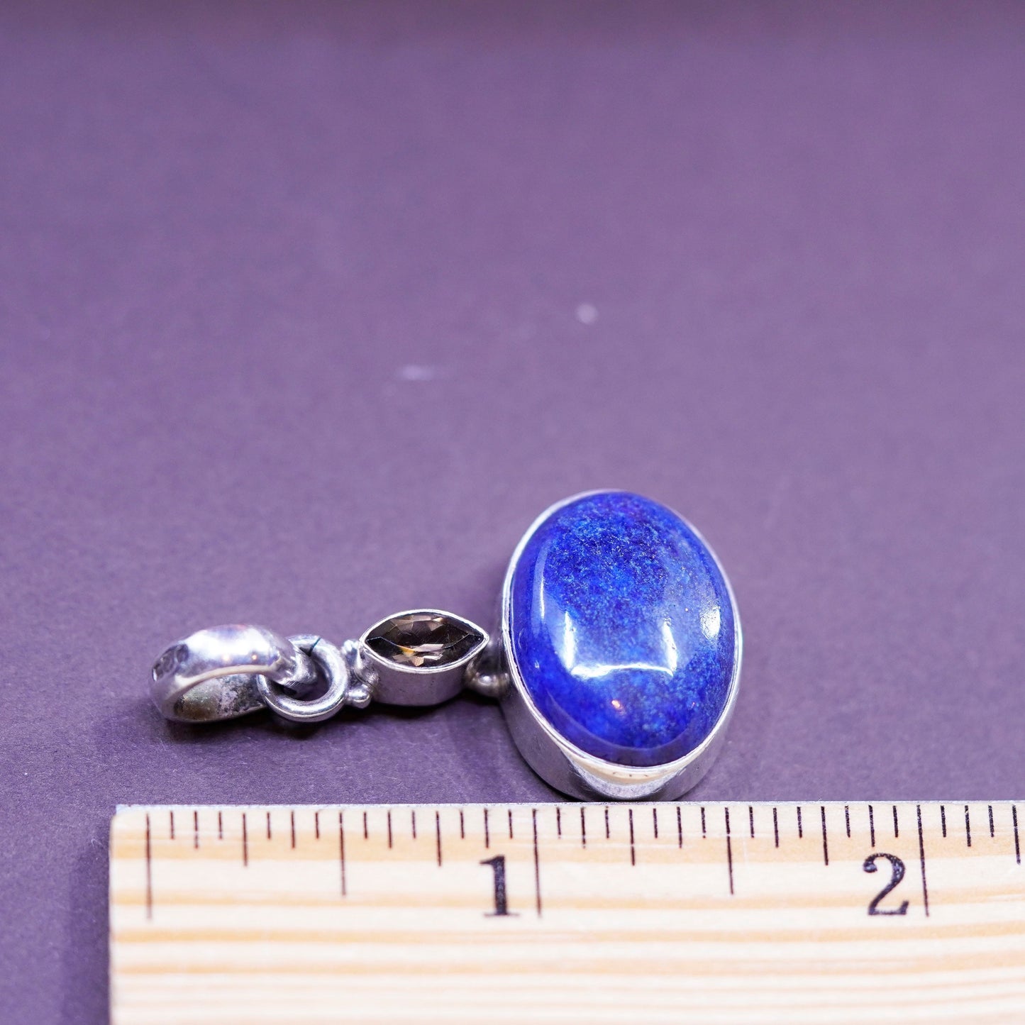 southwestern Sterling silver handmade pendant with lapis lazuli and amethyst