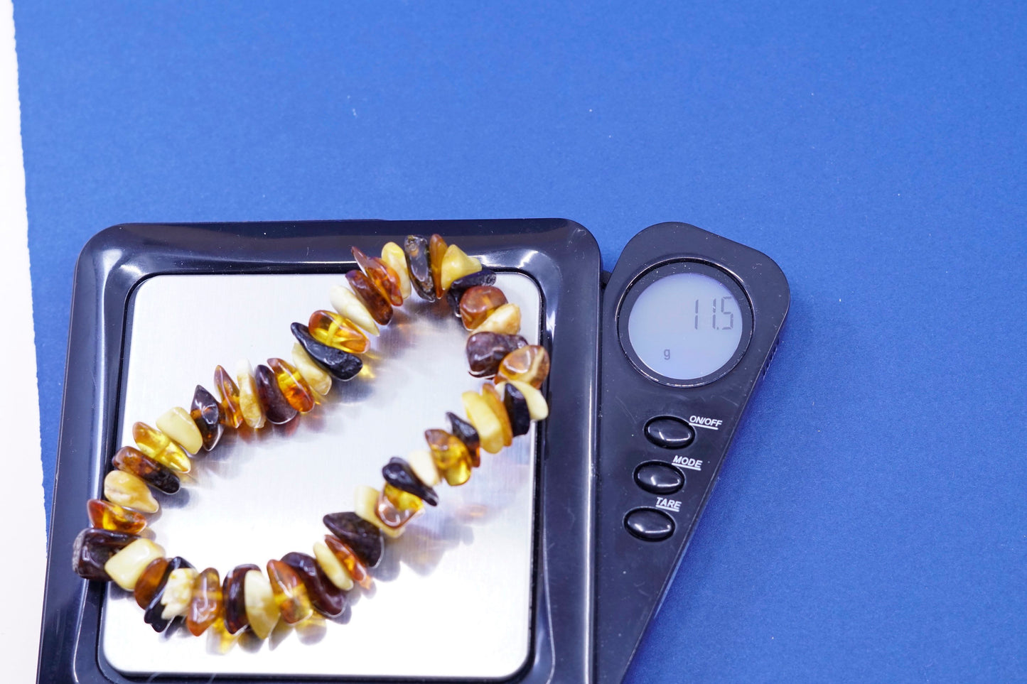 6.25”, vintage handmade Amber nugget bracelet with elastic band