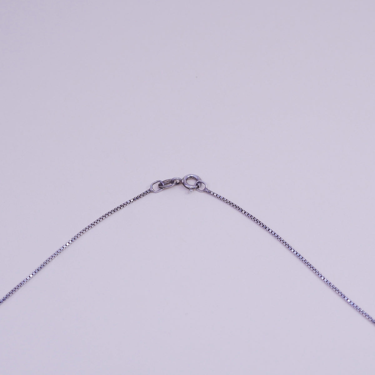 24”, Vintage sterling 925 silver necklace, box chain with obsidian and swirl