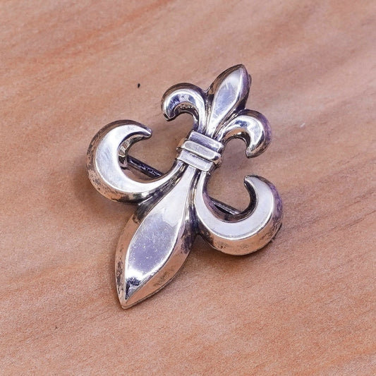 Symmetalic Sterling Silver & 14k Jewelry French the fleur-de-lis Pin Brooch