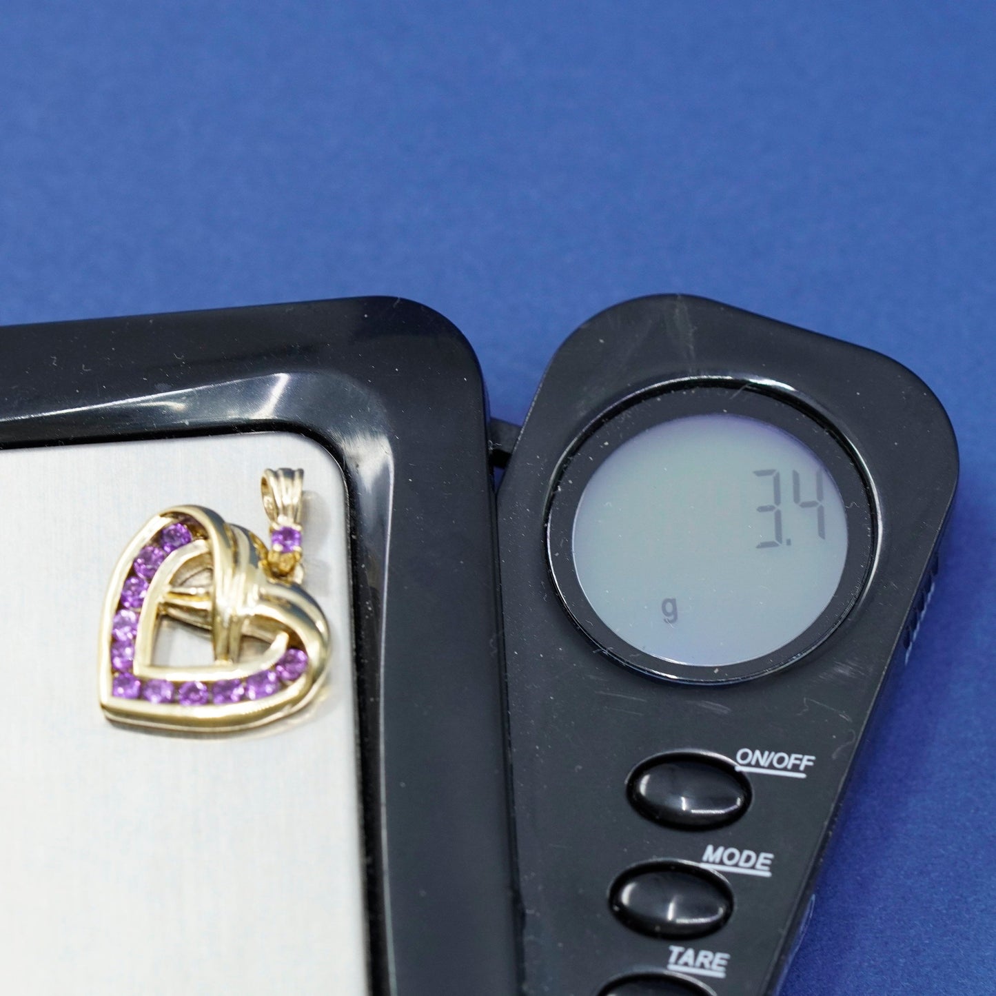 Vintage vermeil gold over Sterling silver handmade pedant, 925 heart amethyst