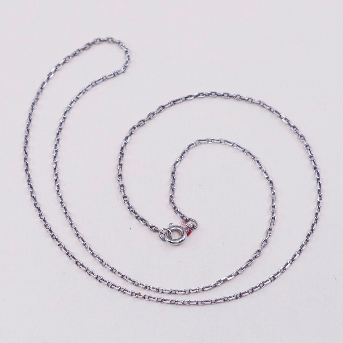 18”, 1mm, Vintage sterling silver circle chain, Italy 925 necklace