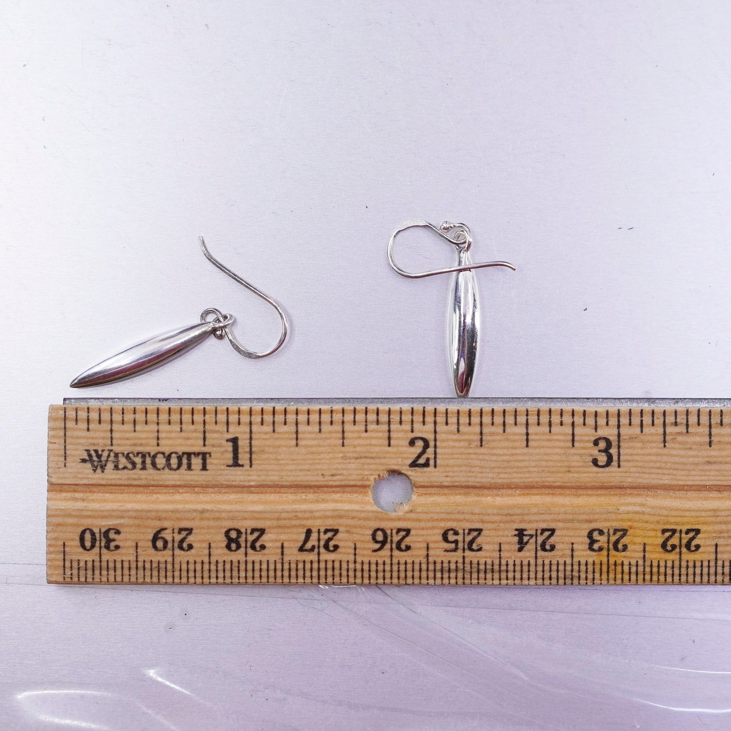 Vintage Mexico Sterling 925 silver handmade marquise shaped earrings