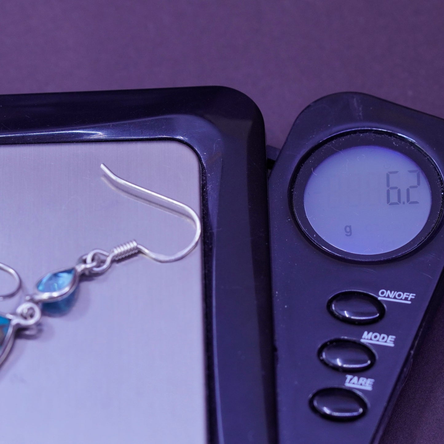 Vintage Sterling 925 silver handmade teardrop earrings with turquoise and topaz