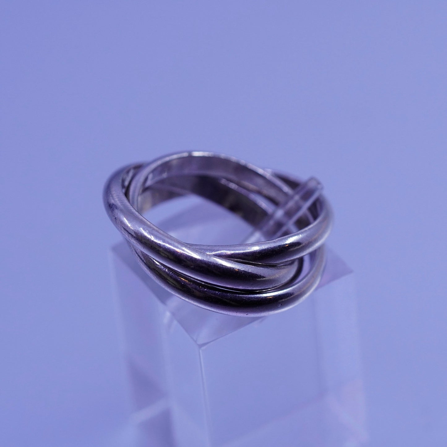Size 6, vintage southwestern Sterling 925 silver wedding entwined ring, band