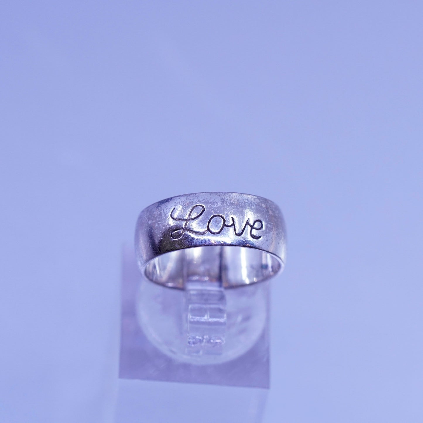 Size 5.5, vintage southwestern Sterling 925 silver wedding ring, band “love