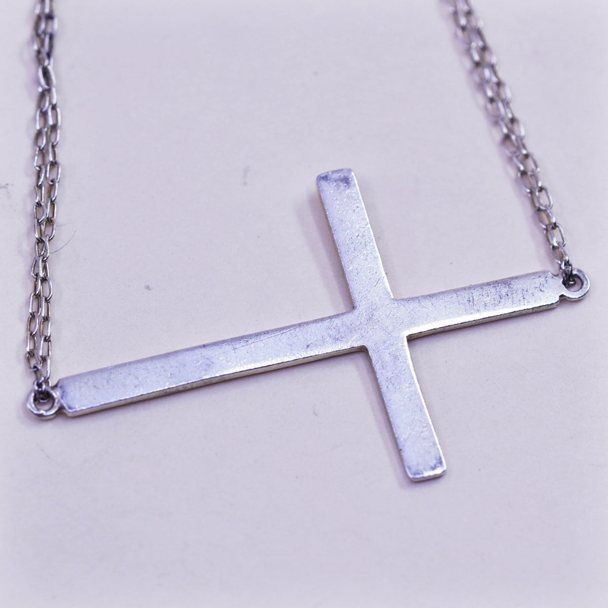 7”, Vintage sterling silver handmade bracelet, Italy 925 chain with cross