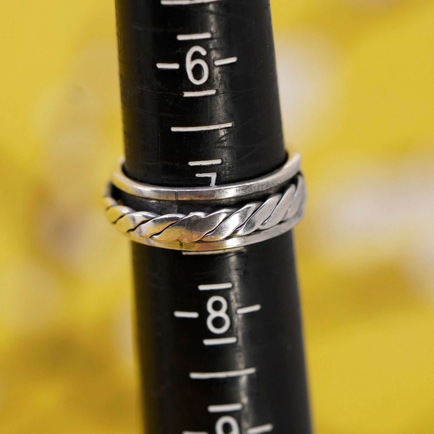 Size 7, vintage Sterling silver prayer ring, 925 spinner band