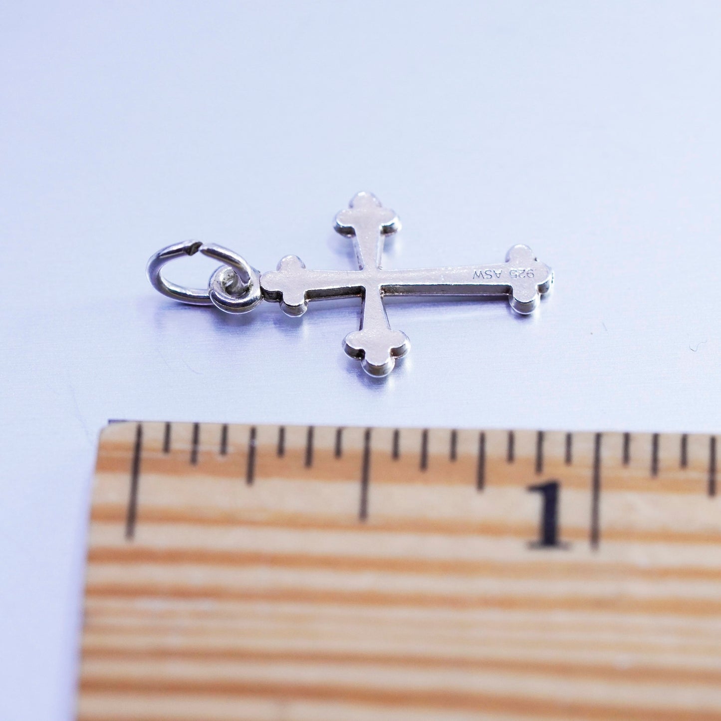 Vintage sterling 925 silver handmade cross charm pendant
