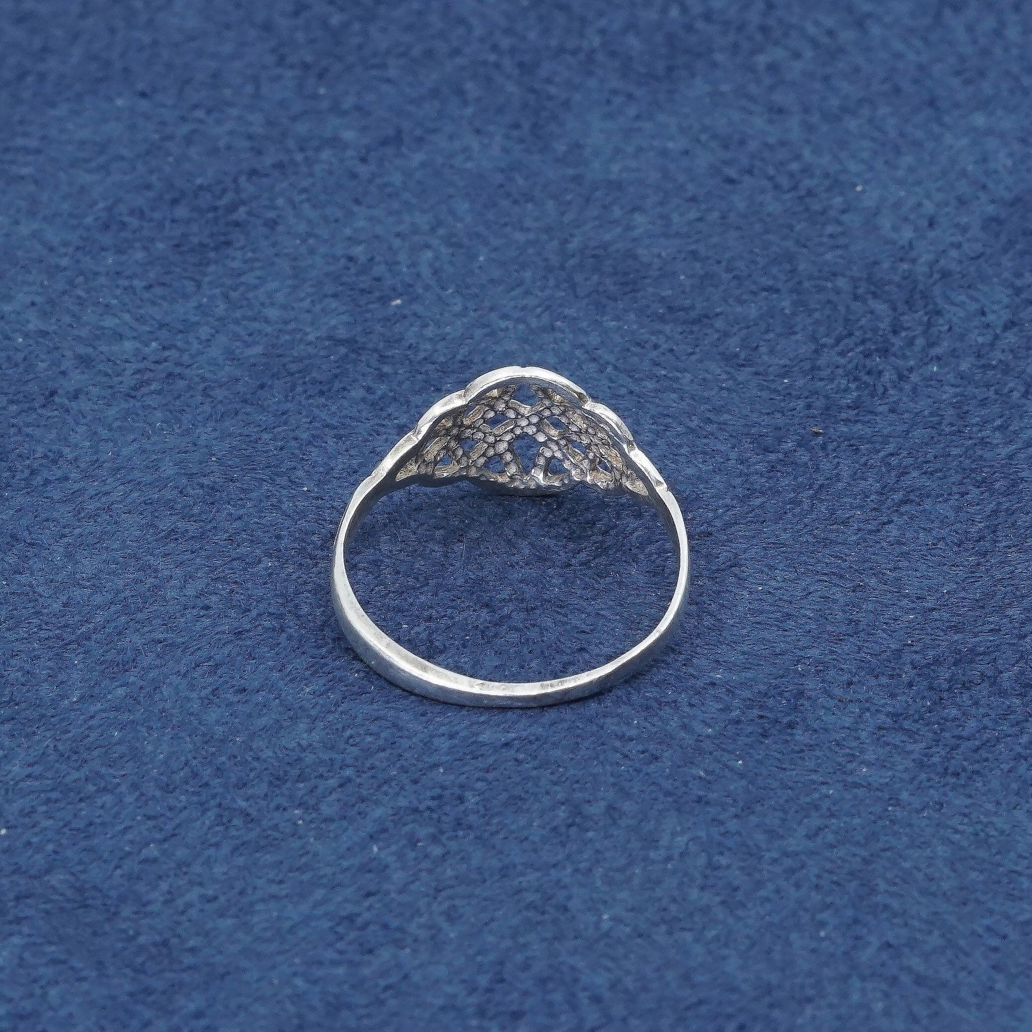 sz 8.25, vtg RIL Sterling silver handmade ring, 925 band w/ Irish filigree